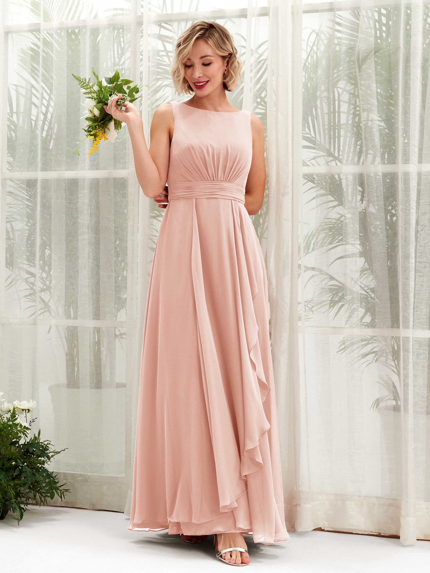 A-line Bateau Sleeveless Chiffon Bridesmaid Dress - Pearl Pink (81225808)#color_pearl-pink