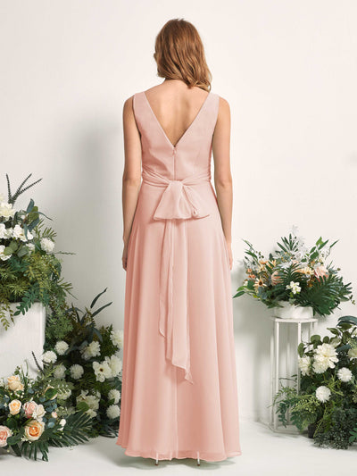 Carlyna June A-Line Pearl Pink Bridesmaid Dress Maxi Sleeveless V-Neck Dress #color_pearl-pink