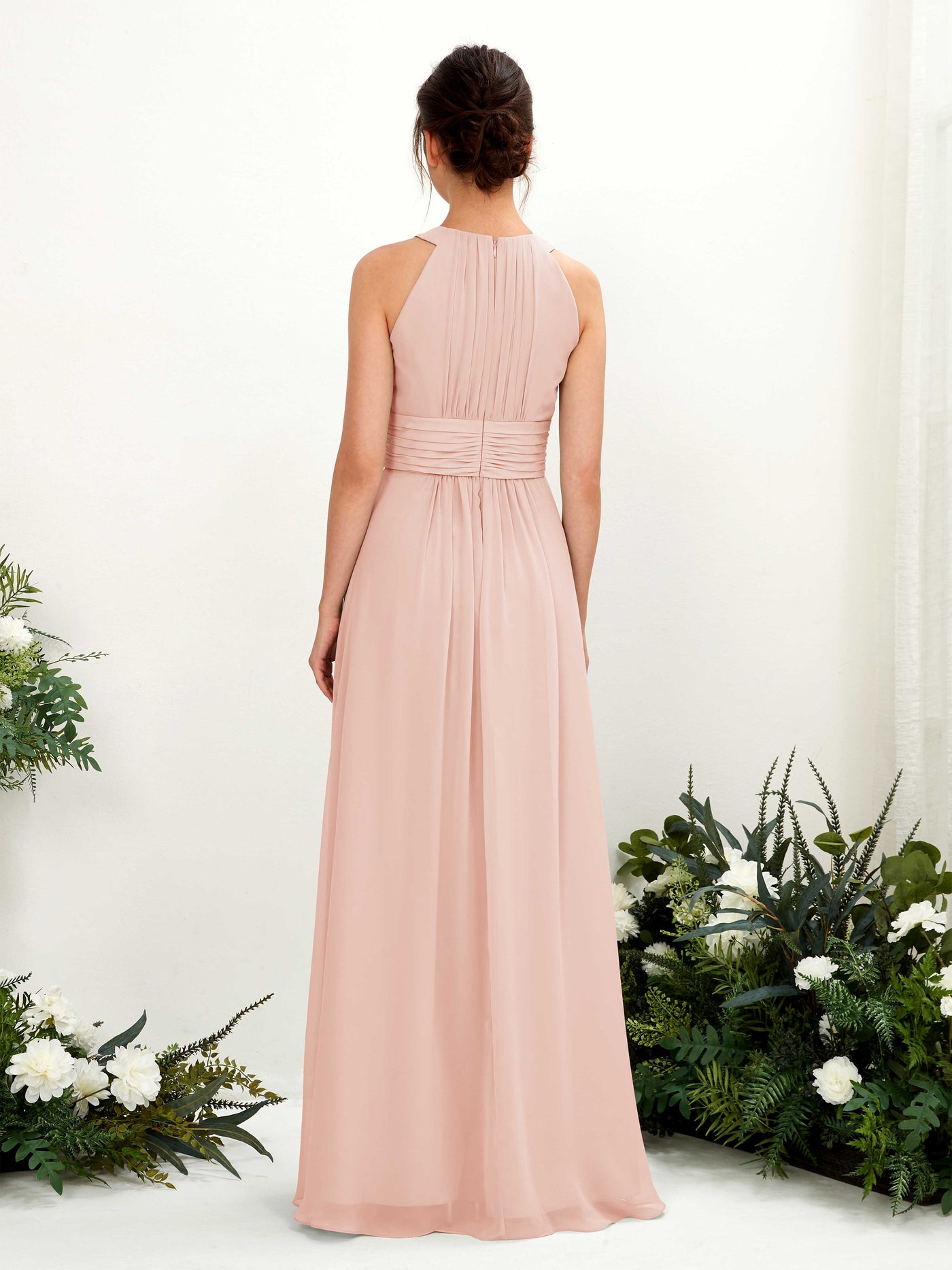 A-line Round Sleeveless Chiffon Bridesmaid Dress - Pearl Pink (81221508)#color_pearl-pink