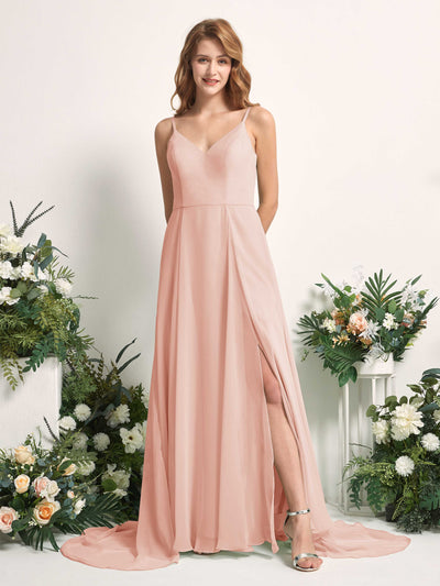 Carlyna Marcia A-Line Pearl Pink Bridesmaid Dress Maxi Sleeveless V-Neck Dress #color_pearl-pink