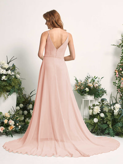 Carlyna Marcia A-Line Pearl Pink Bridesmaid Dress Maxi Sleeveless V-Neck Dress #color_pearl-pink