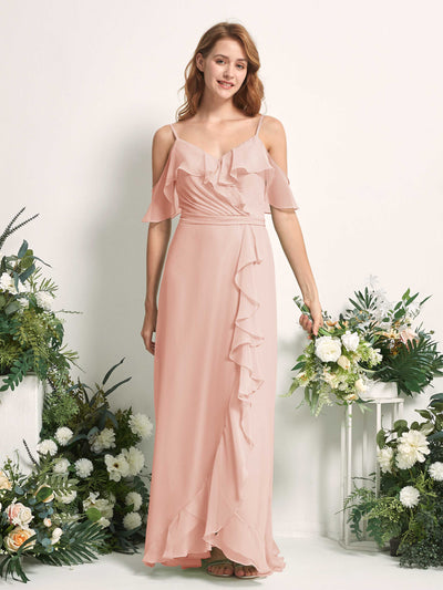 Carlyna Yvette A-Line Pearl Pink Bridesmaid Dress Maxi Sleeveless V-Neck Dress #color_pearl-pink