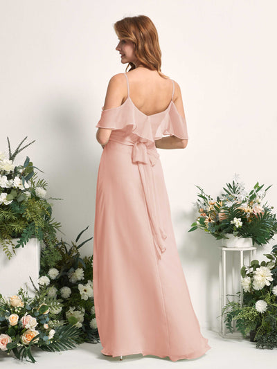 Carlyna Yvette A-Line Pearl Pink Bridesmaid Dress Maxi Sleeveless V-Neck Dress #color_pearl-pink
