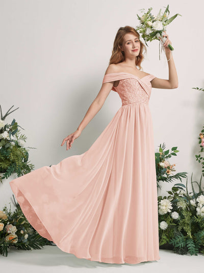 Carlyna Leona A-Line Pearl Pink Embroidered Bridesmaid Dress Maxi Sleeveless Sweetheart Dress #color_pearl-pink