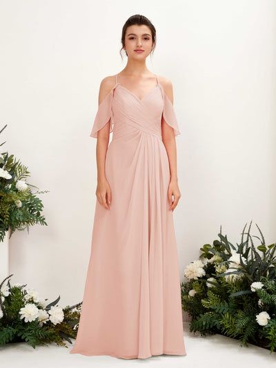 Carlyna Orlane A-Line Pearl Pink Bridesmaid Dress Maxi Sleeveless V-Neck Dress #color_pearl-pink