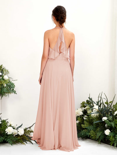 Carlyna Launo A-Line Pearl Pink Bridesmaid Dress Maxi Sleeveless V-Neck Dress #color_pearl-pink