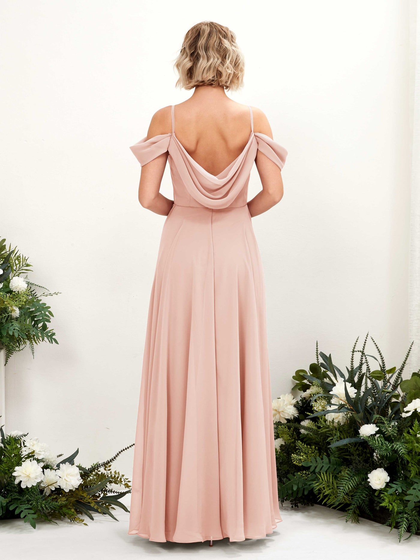 Off Shoulder Straps V-neck Sleeveless Chiffon Bridesmaid Dress - Pearl Pink (81224908)#color_pearl-pink