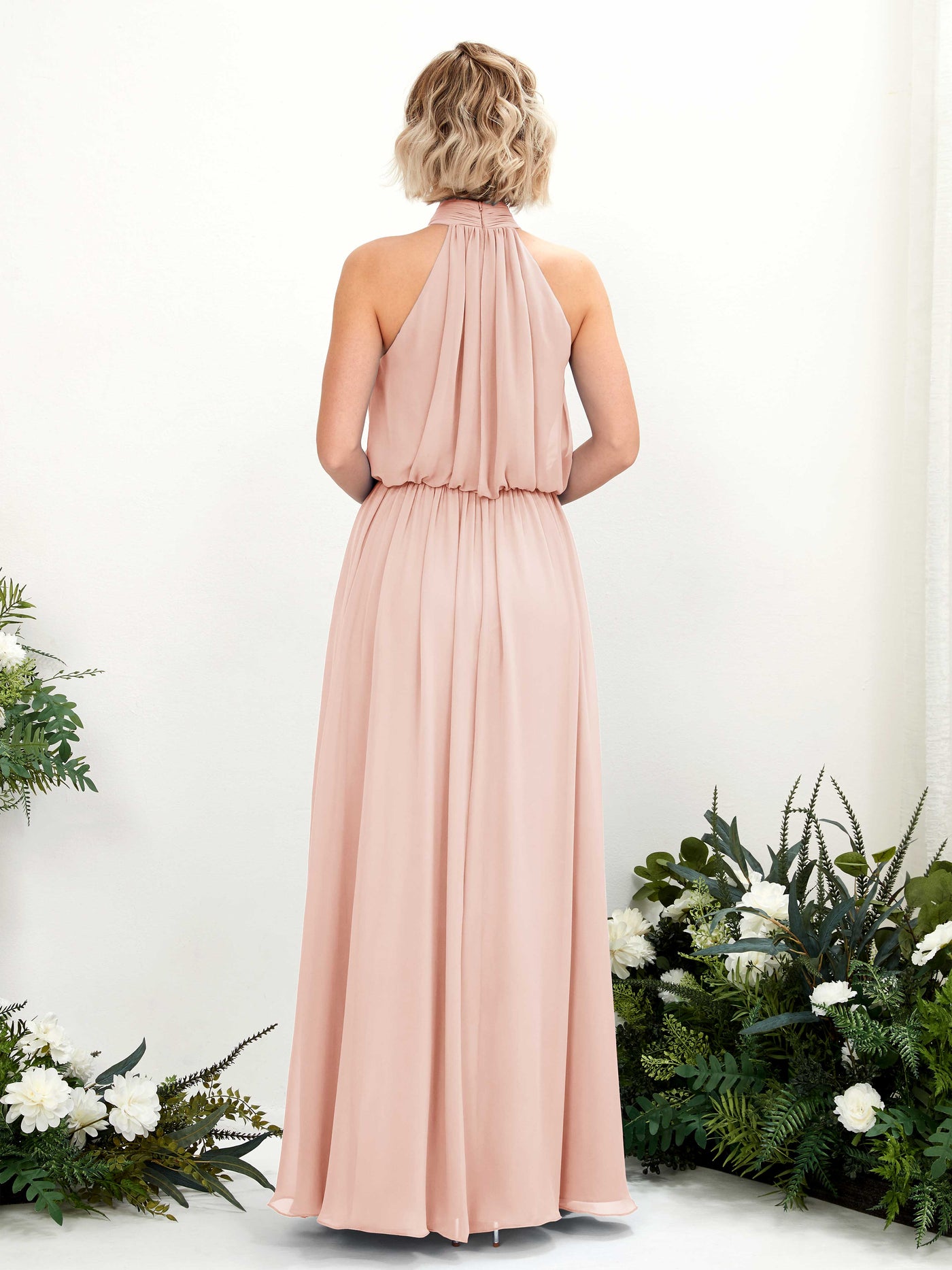 Halter Sleeveless Chiffon Bridesmaid Dress - Pearl Pink (81222908)#color_pearl-pink