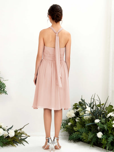 Carlyna Yvonne A-Line Pearl Pink Bridesmaid Dress Knee-Length Sleeveless Round Neck Dress #color_pearl-pink