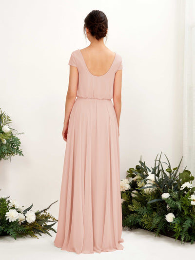 Carlyna Pauline A-Line Pearl Pink Bridesmaid Dress Maxi Cap Sleeve V-Neck Dress #color_pearl-pink
