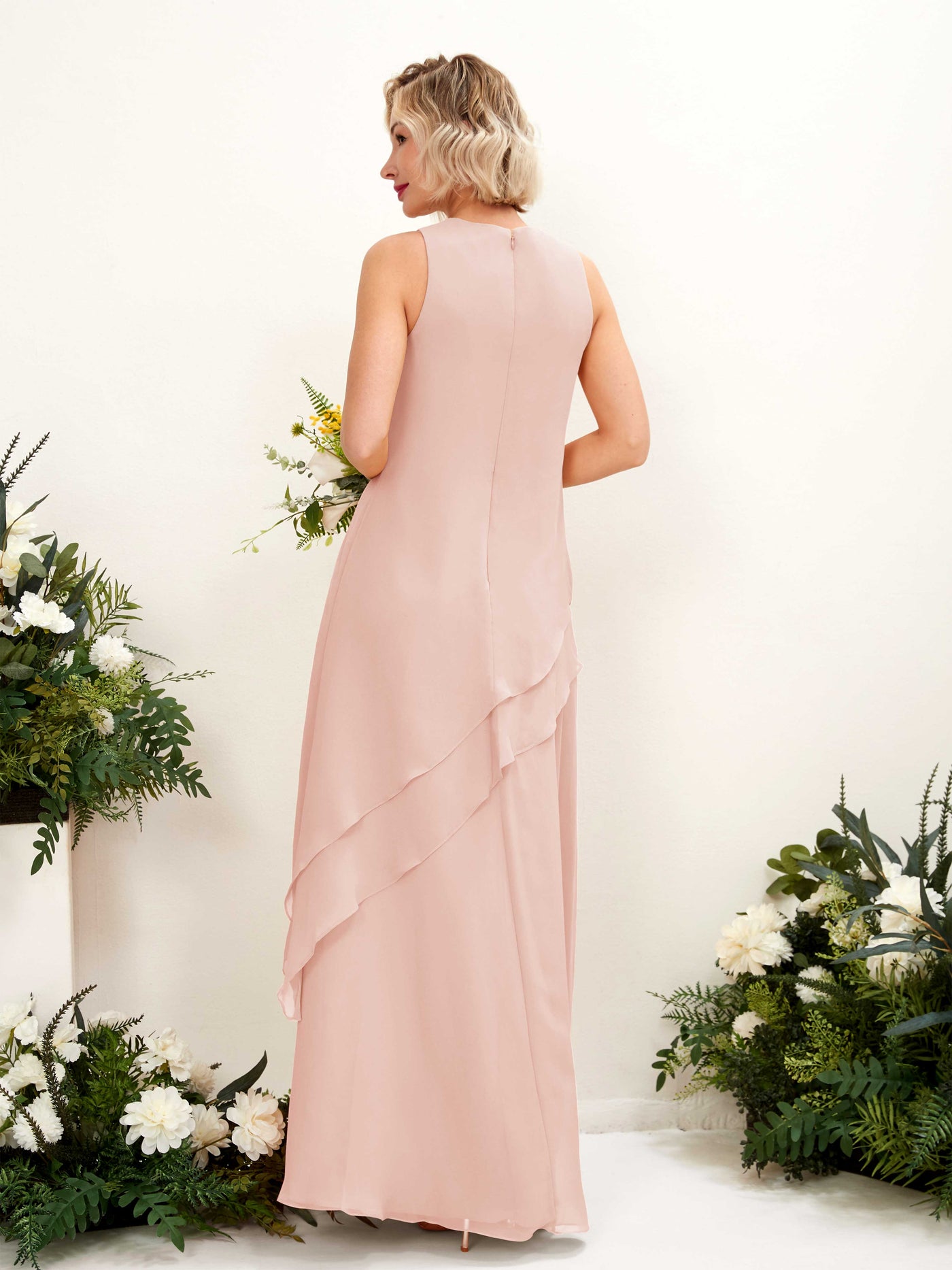 Round Sleeveless Chiffon Bridesmaid Dress - Pearl Pink (81222308)#color_pearl-pink