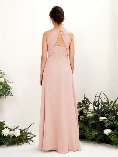 Carlyna Joa A-Line Pearl Pink Bridesmaid Dress Maxi Sleeveless V-Neck Dress #color_pearl-pink