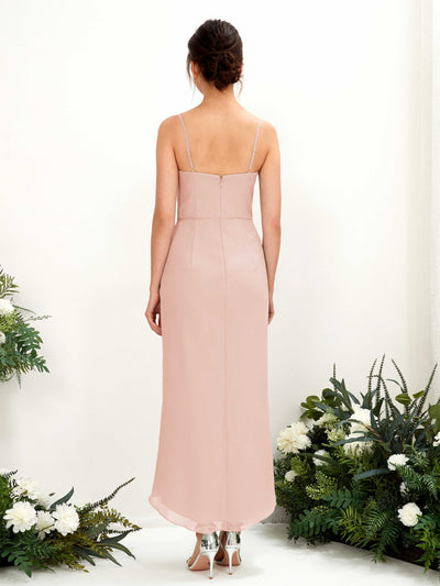Carlyna Liliane Sheath Pearl Pink Bridesmaid Dress Midi Sleeveless V-Neck Dress #color_pearl-pink
