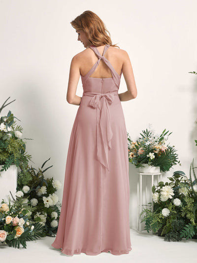 Carlyna Carolyn Convertible Dusty Rose Bridesmaid Dress Maxi Sleeveless Sweetheart Dress Back View #color_dusty-rose