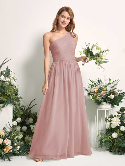 Carlyna Pandora A-Line Dusty Rose Bridesmaid Dress Maxi Sleeveless One Shoulder Dress #color_dusty-rose