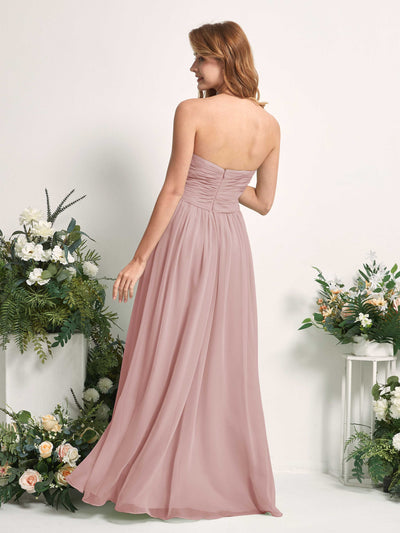 Carlyna Elma A-Line Dusty Rose Bridesmaid Dress Maxi Sleeveless Sweetheart Dress Back View #color_dusty-rose