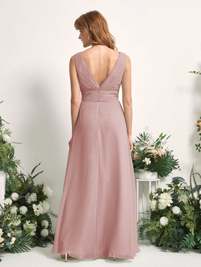 Carlyna Mollie A-Line Dusty Rose Bridesmaid Dress Maxi Sleeveless V-Neck Dress #color_dusty-rose