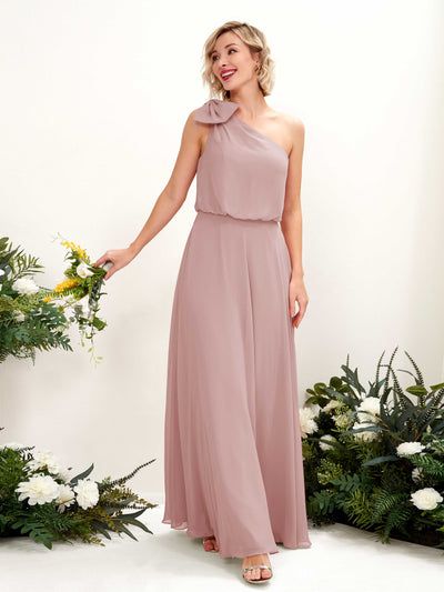 Carlyna Laurel A-Line Dusty Rose Bridesmaid Dress Maxi Sleeveless One Shoulder Dress #color_dusty-rose