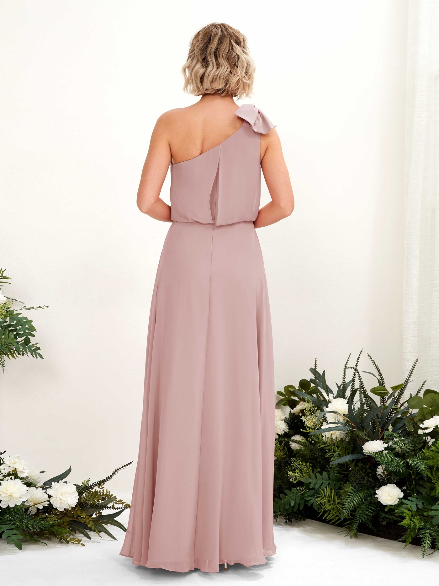 A-line One Shoulder Sleeveless Chiffon Bridesmaid Dress - Dusty Rose (81225509)#color_dusty-rose