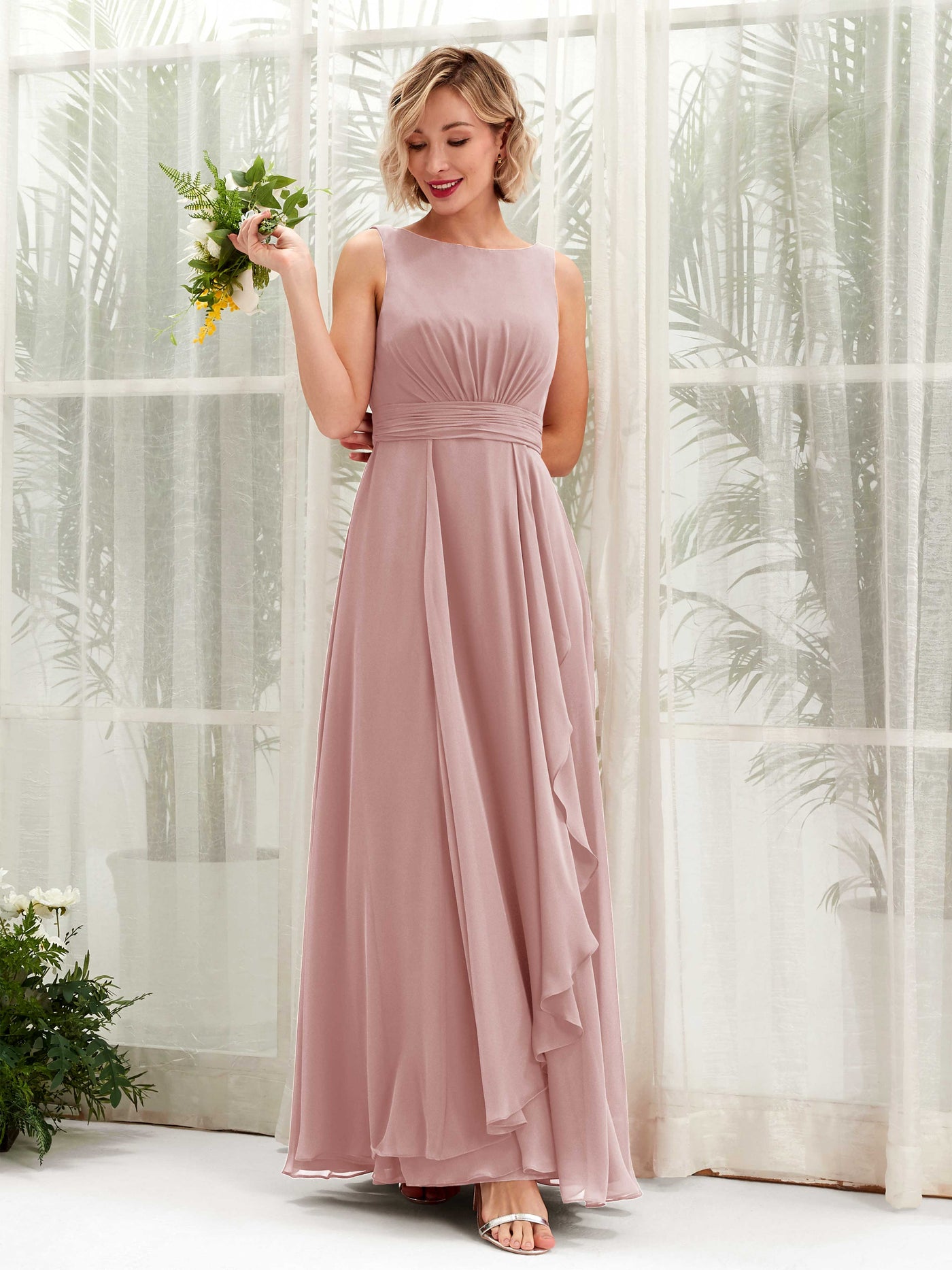 A-line Bateau Sleeveless Chiffon Bridesmaid Dress - Dusty Rose (81225809)#color_dusty-rose