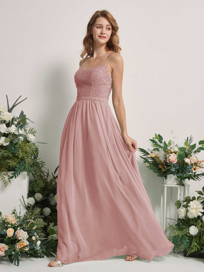 Carlyna Ursula A-Line Dusty Rose Beaded Bridesmaid Dress Maxi Sleeveless Sweetheart Dress #color_dusty-rose
