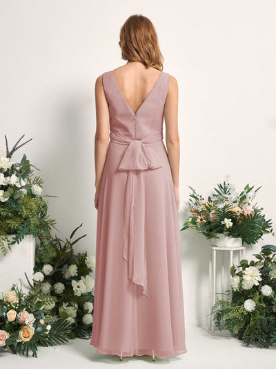 Carlyna June A-Line Dusty Rose Bridesmaid Dress Maxi Sleeveless V-Neck Dress #color_dusty-rose