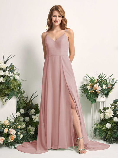 Carlyna Marcia A-Line Dusty Rose Bridesmaid Dress Maxi Sleeveless V-Neck Dress #color_dusty-rose