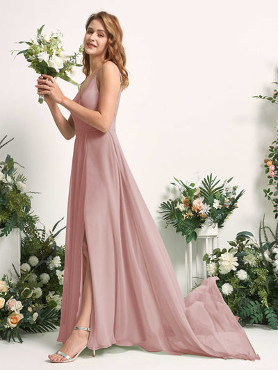 Carlyna Marcia A-Line Dusty Rose Bridesmaid Dress Maxi Sleeveless V-Neck Dress #color_dusty-rose
