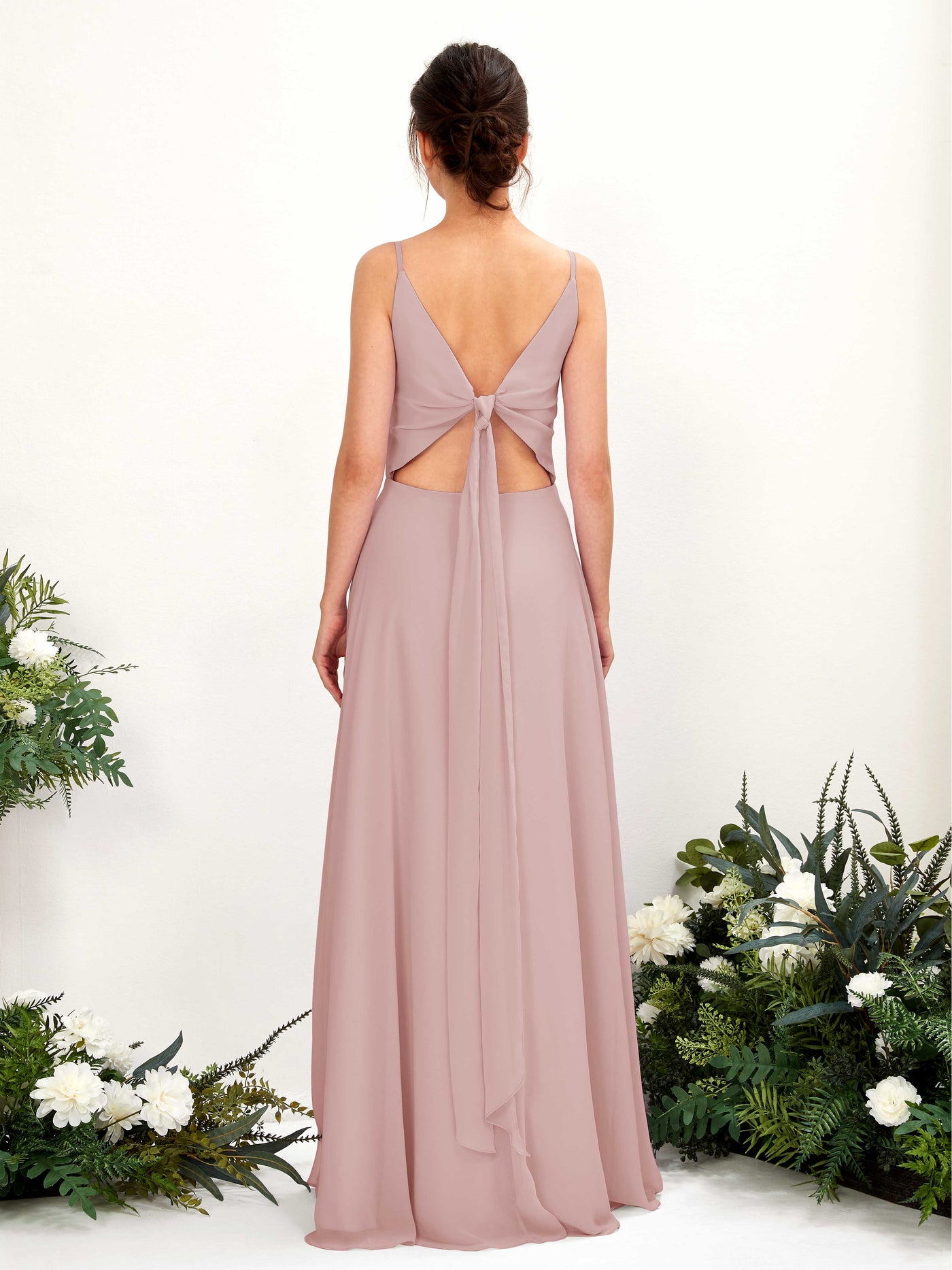 A-line Spaghetti-straps V-neck Sleeveless Chiffon Bridesmaid Dress - Dusty Rose (81220609)#color_dusty-rose