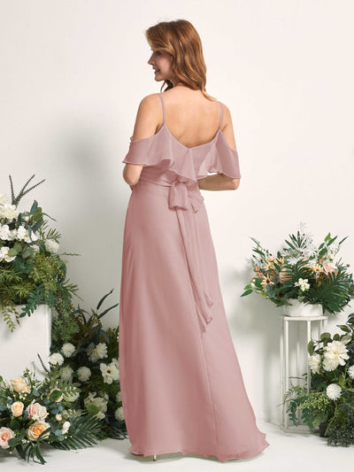 Carlyna Yvette A-Line Dusty Rose Bridesmaid Dress Maxi Sleeveless V-Neck Dress #color_dusty-rose