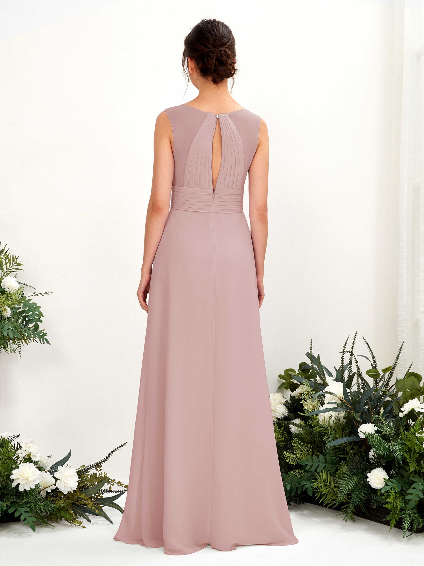 A-line V-neck Sleeveless Chiffon Bridesmaid Dress - Dusty Rose (81220909)#color_dusty-rose