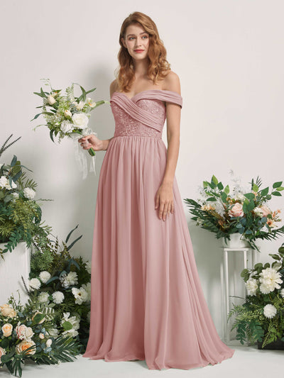 Carlyna Leona A-Line Dusty Rose Embroidered Bridesmaid Dress Maxi Sleeveless Sweetheart Dress #color_dusty-rose