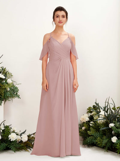Carlyna Orlane A-Line Dusty Rose Bridesmaid Dress Maxi Sleeveless V-Neck Dress #color_dusty-rose