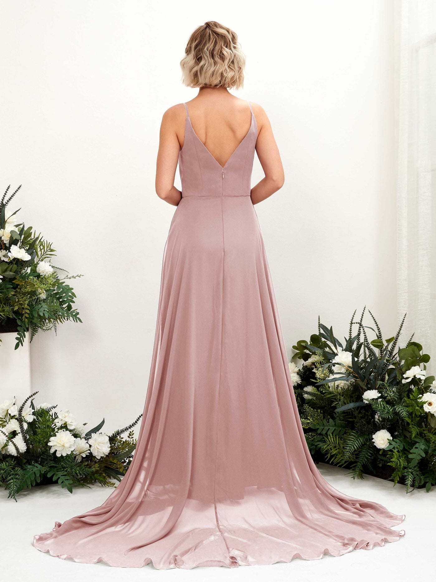 Ball Gown V-neck Sleeveless Bridesmaid Dress - Dusty Rose (81224109)#color_dusty-rose