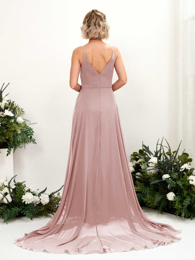 Carlyna Mana A-Line Dusty Rose Bridesmaid Dress Maxi Sleeveless V-Neck Dress #color_dusty-rose
