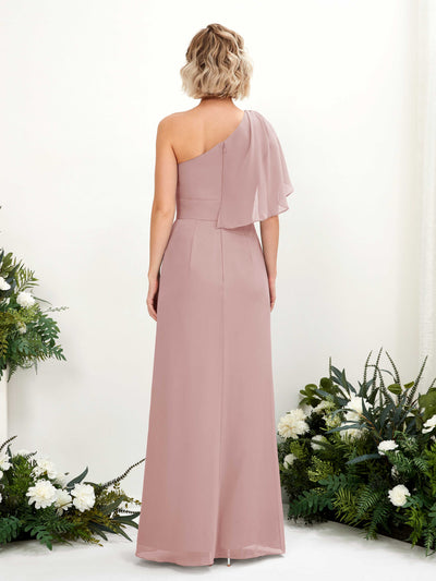 Carlyna Brook A-Line Dusty Rose Bridesmaid Dress Maxi Sleeveless One Shoulder Dress Back View #color_dusty-rose