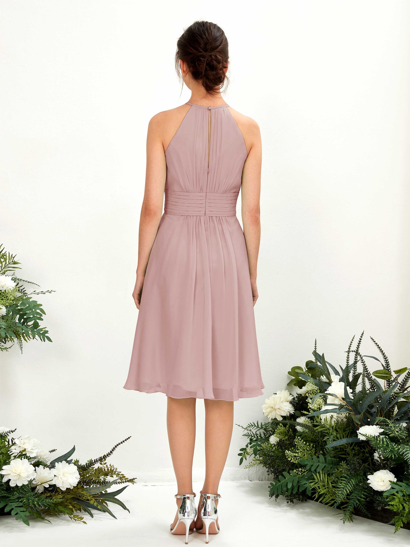 Halter Sleeveless Chiffon Bridesmaid Dress - Dusty Rose (81220109)#color_dusty-rose