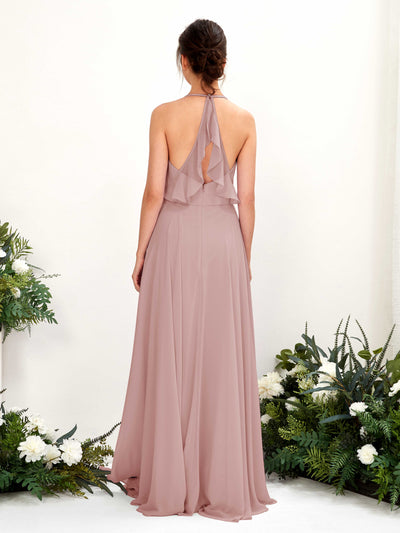 Carlyna Launo A-Line Dusty Rose Bridesmaid Dress Maxi Sleeveless V-Neck Dress #color_dusty-rose