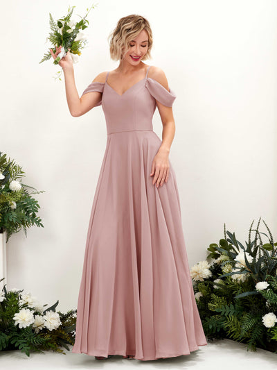 Carlyna Kauku A-Line Dusty Rose Bridesmaid Dress Maxi Sleeveless V-Neck Dress #color_dusty-rose