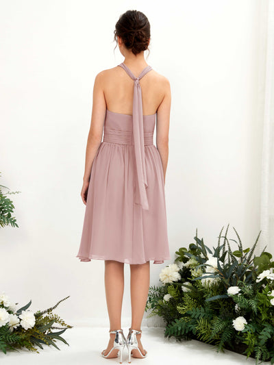 Carlyna Yvonne A-Line Dusty Rose Bridesmaid Dress Knee-Length Sleeveless Round Neck Dress #color_dusty-rose