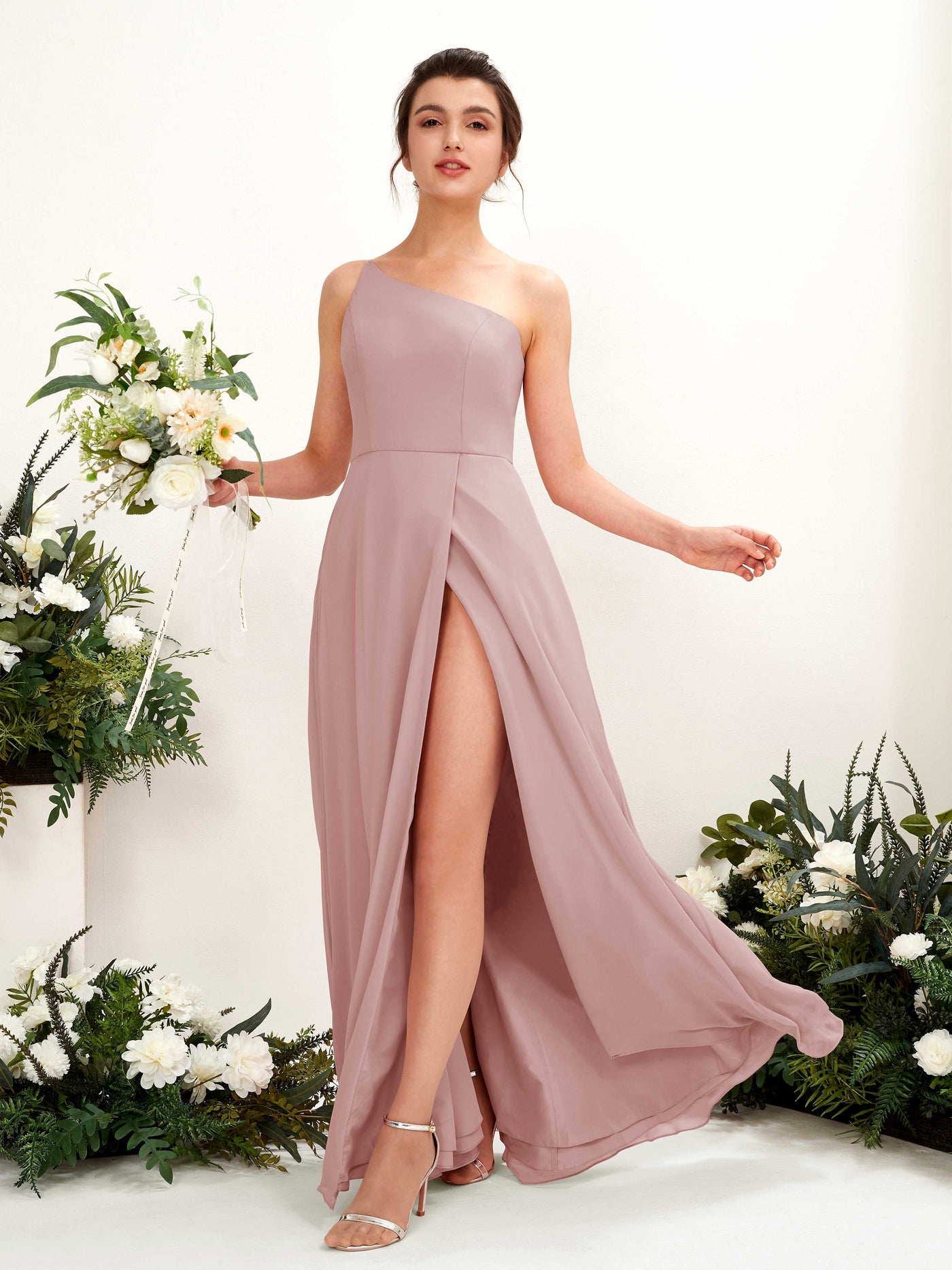 One Shoulder Sleeveless Chiffon Bridesmaid Dress - Dusty Rose (81225709)#color_dusty-rose