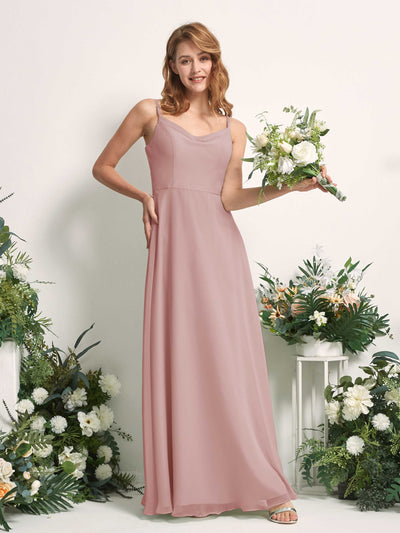 Carlyna Hannah A-Line Dusty Rose Bridesmaid Dress Maxi Sleeveless Sweetheart Dress Front View #color_dusty-rose
