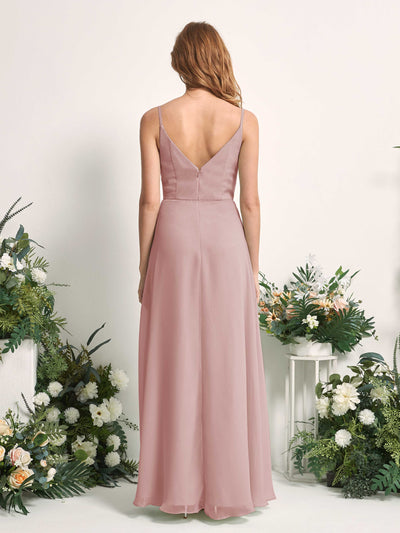 Carlyna Hannah A-Line Dusty Rose Bridesmaid Dress Maxi Sleeveless Sweetheart Dress Back View #color_dusty-rose