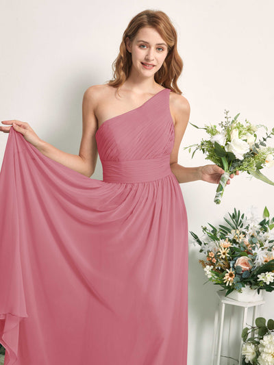 Carlyna Pandora A-Line Desert Rose Bridesmaid Dress Maxi Sleeveless One Shoulder Dress #color_desert-rose