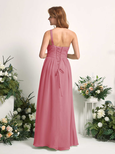 Carlyna Pandora A-Line Desert Rose Bridesmaid Dress Maxi Sleeveless One Shoulder Dress #color_desert-rose