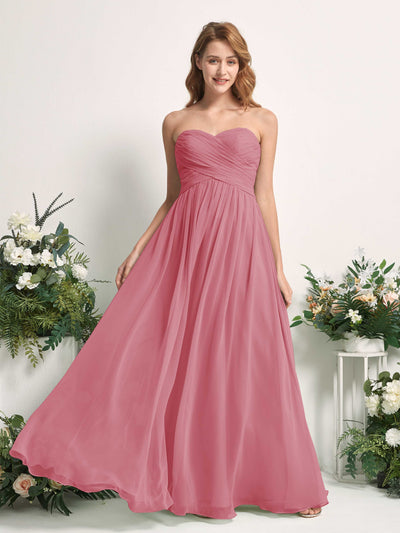 Carlyna Elma A-Line Desert Rose Bridesmaid Dress Maxi Sleeveless Sweetheart Dress Front View #color_desert-rose