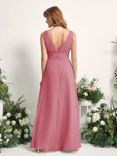 Carlyna Mollie A-Line Desert Rose Bridesmaid Dress Maxi Sleeveless V-Neck Dress #color_desert-rose