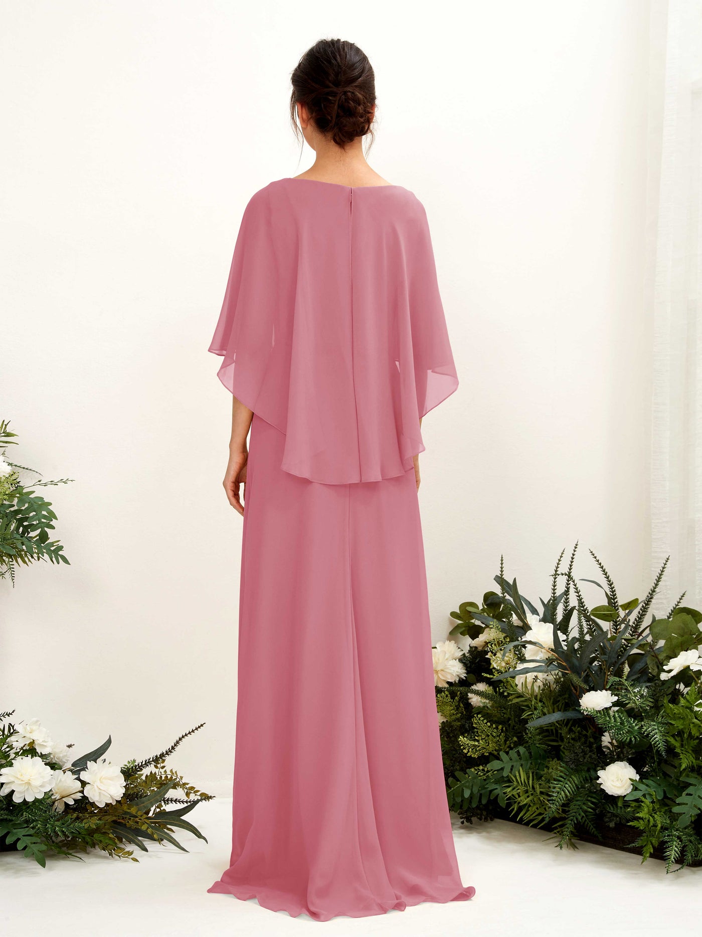 A-line Bateau Sleeveless Chiffon Bridesmaid Dress - Desert Rose (81222011)#color_desert-rose