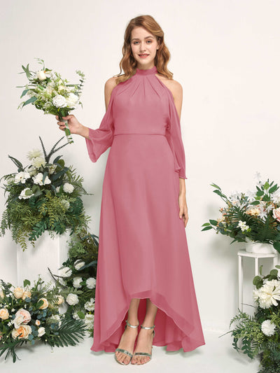 Carlyna Maxine A-Line Desert Rose Bridesmaid Dress Maxi Sleeveless Round Neck Dress #color_desert-rose