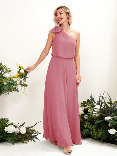 Carlyna Laurel A-Line Desert Rose Bridesmaid Dress Maxi Sleeveless One Shoulder Dress #color_desert-rose